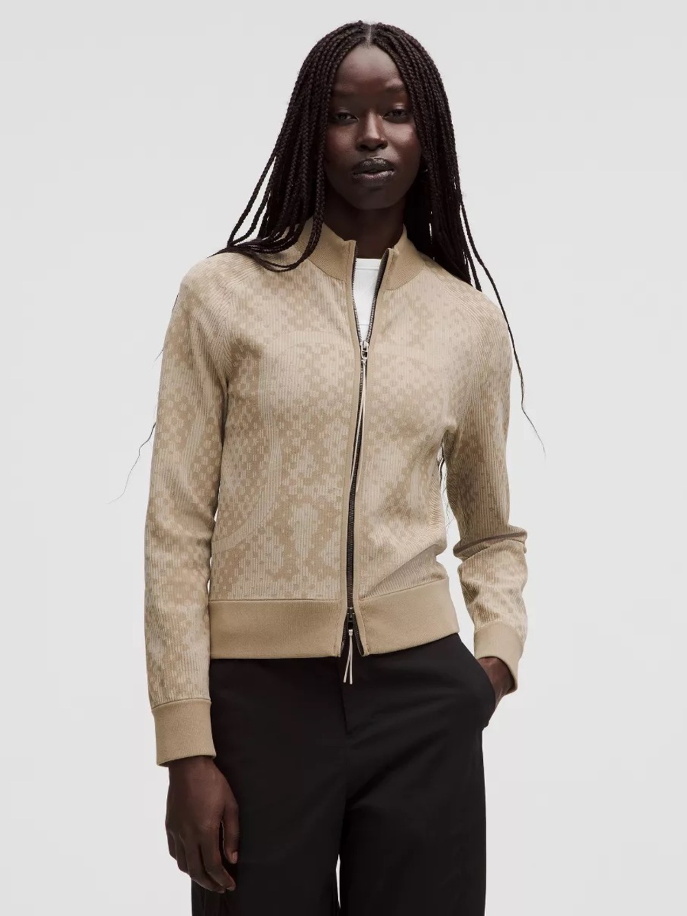 Rare lululemon two tone jacquard fitted full-zip sweater SLNSH Collection